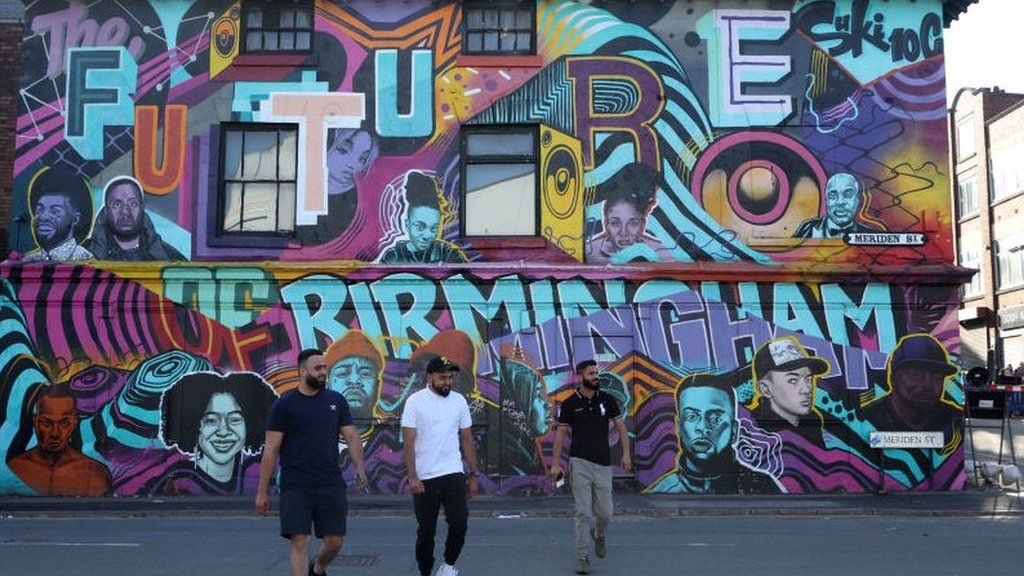 A mural is seen on Centenary Square ahead of the Birmingham 2022 Commonwealth Games