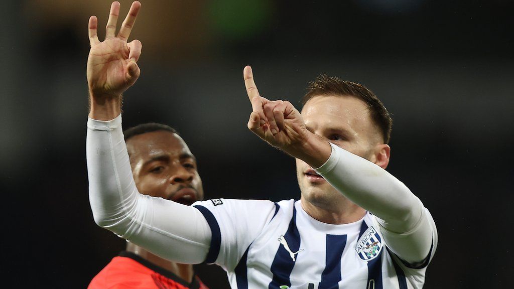 Andi Weimann gives a 1-0 hand signal to the Birmingham City fans after his late winner at The Hawthorns