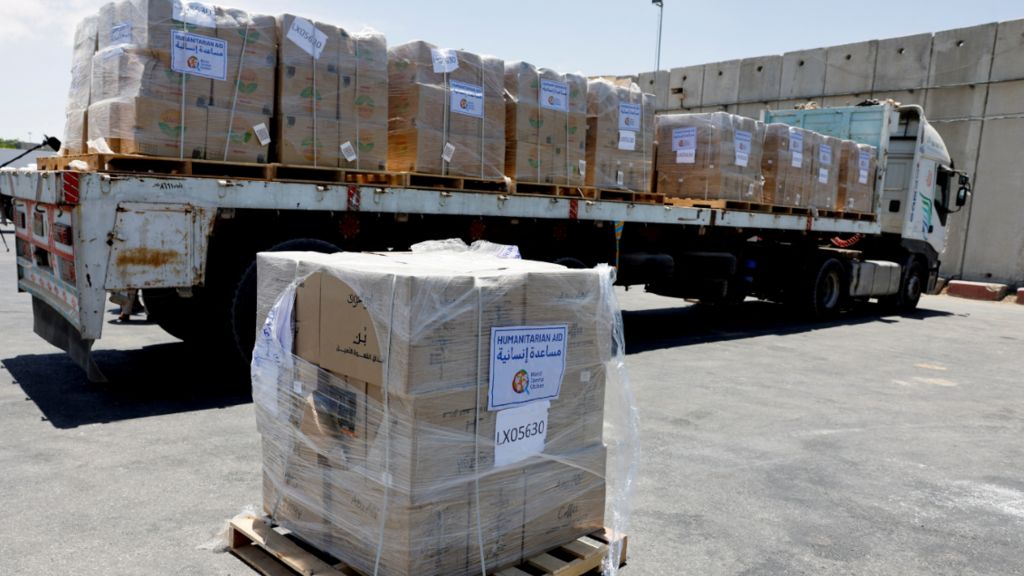 A truck carrying humanitarian aid for the Gaza Strip