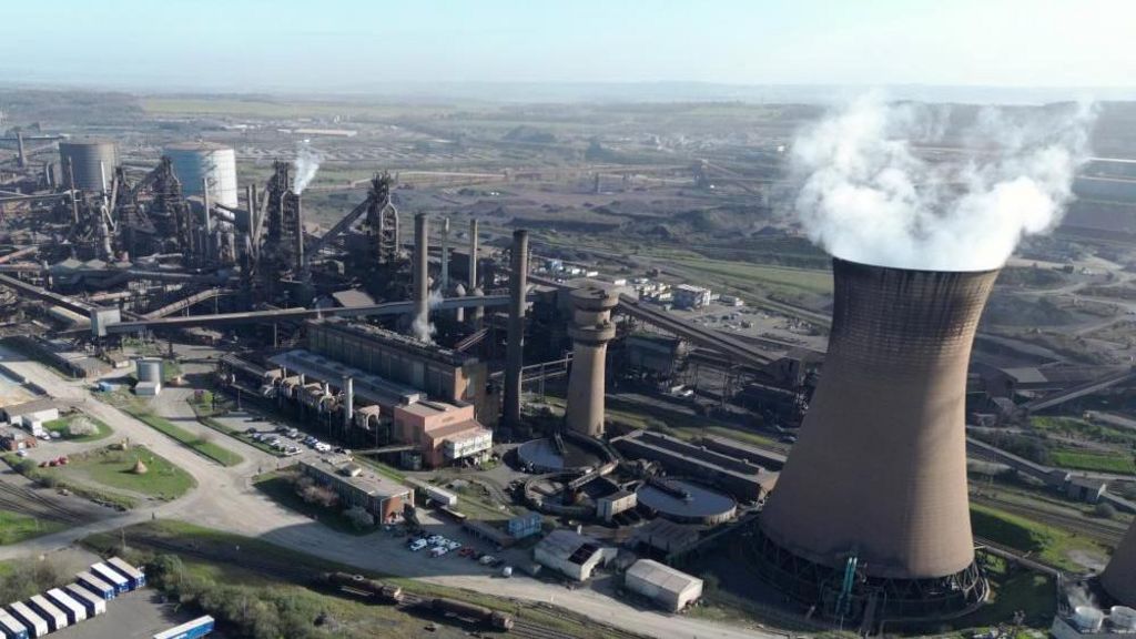 An aerial view of the British Steel plant in Scunthorpe