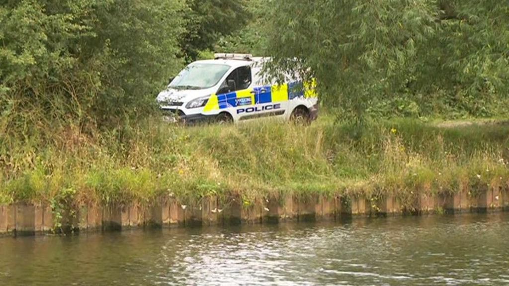 Police van by River Don in Mexborough