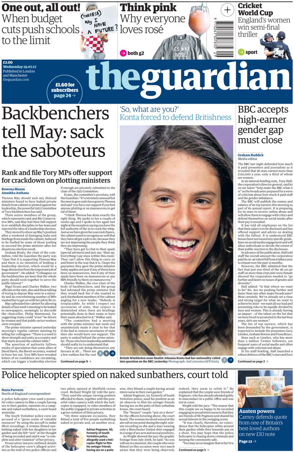 Newspaper headlines bbc pay prompts gender questions bbc news