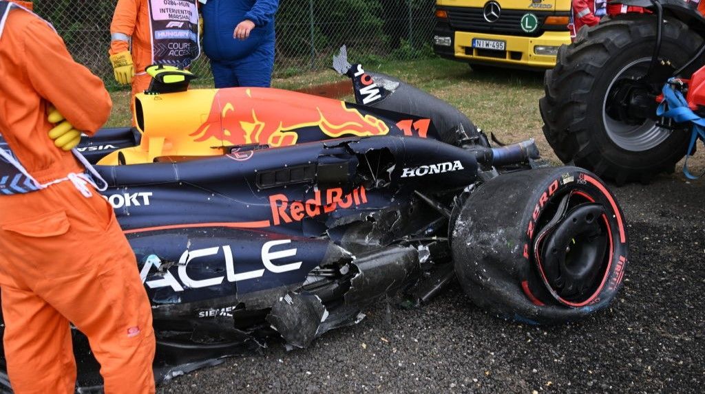 Sergio Perez's car after his crash