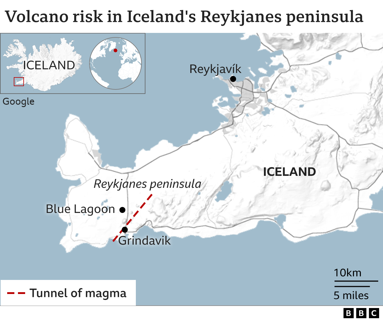 Map of Reykjanes peninsula
