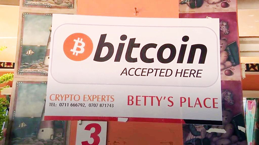 Bitcoin notice in shop
