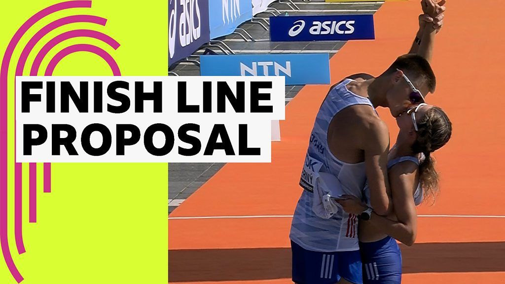Surprise! Race walkers get engaged at finish line