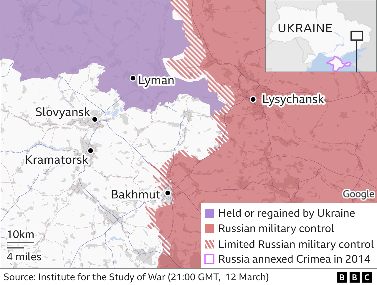 Map of Bakhmut area