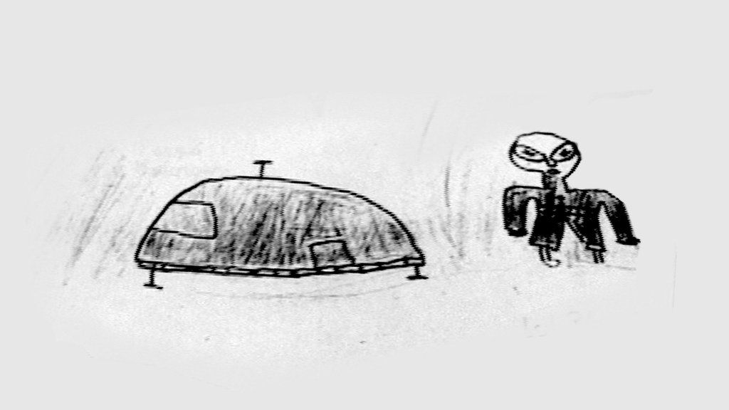 A child's illustration of a UFO