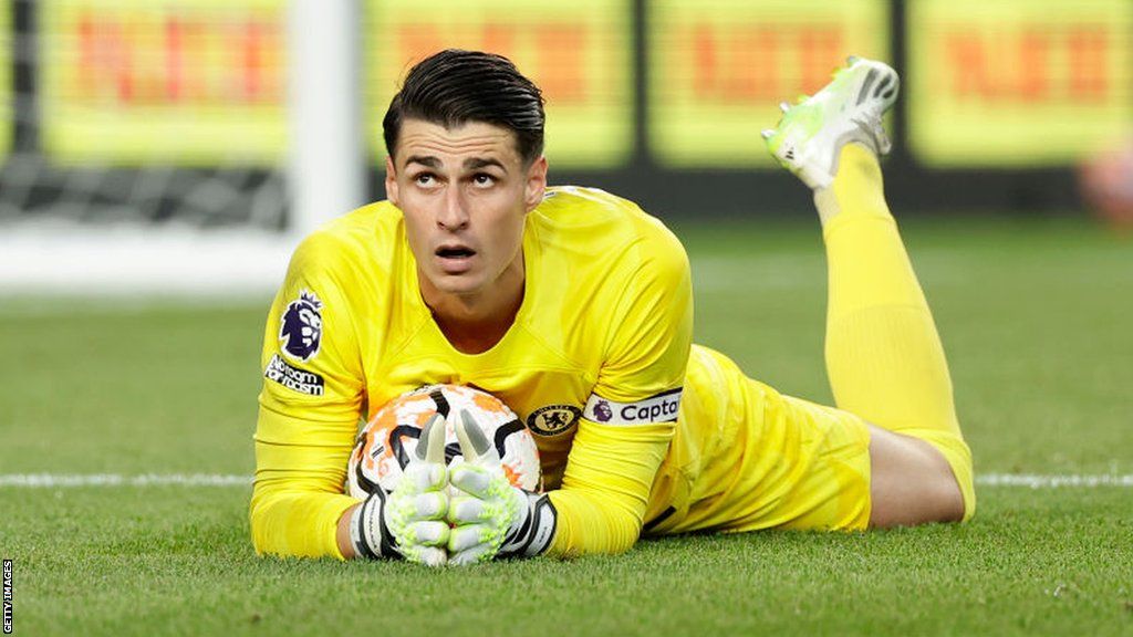 Kepa Arrizabalaga in action for Chelsea.