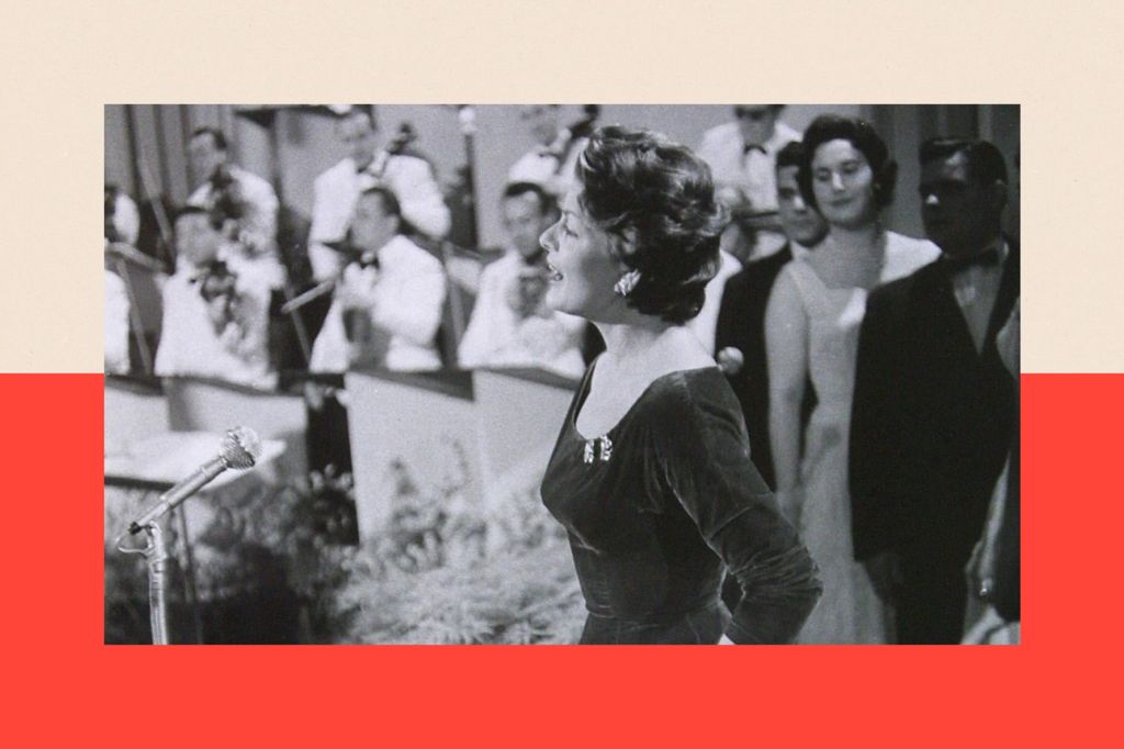 Swiss singer Lys Assia competing in the Eurovision contest in Lugano, Switzerland