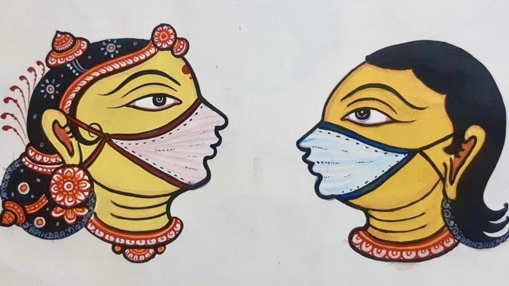 Gods in face masks: India's folk artists take on Covid-19 - BBC News