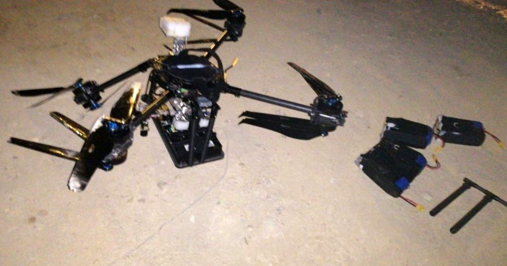 A handout picture released by the Lebanese General Directorate of General Security on August 25, 2019 reportedly shows one of two drones that came down over a media centre of the Lebanese Shiite group Hezbollah in the south of the capital Beirut.