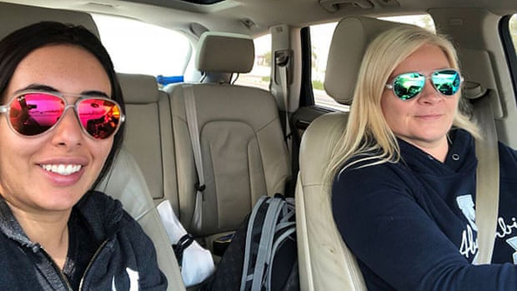 Princess Latifa and Tiina Jauhiainen on the first leg of their journey in 2018