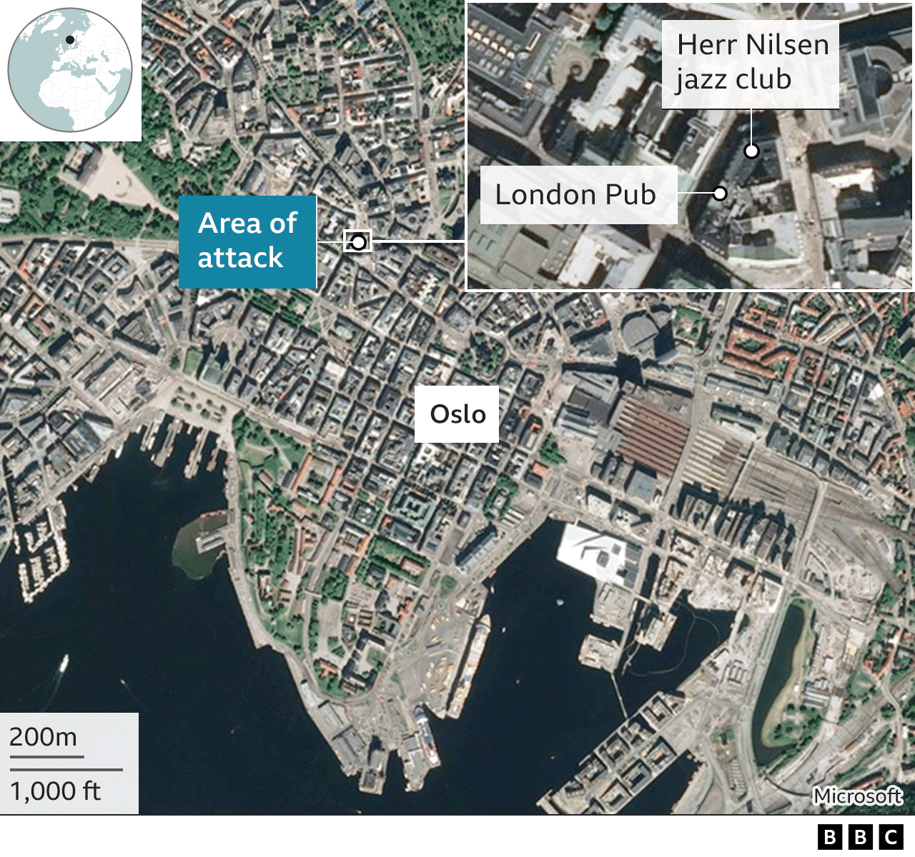 Map shows the location of the attack