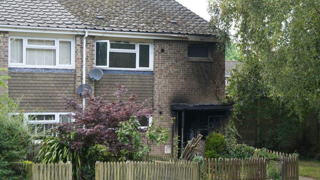 A scorched semi-detached house. 