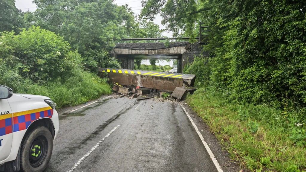 The bridge partially collapsed after it was hit by a vehicle on Thursday, Network Rail said