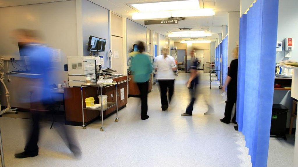 Hospital staff in a corridor at the Royal Liverpool Hospital