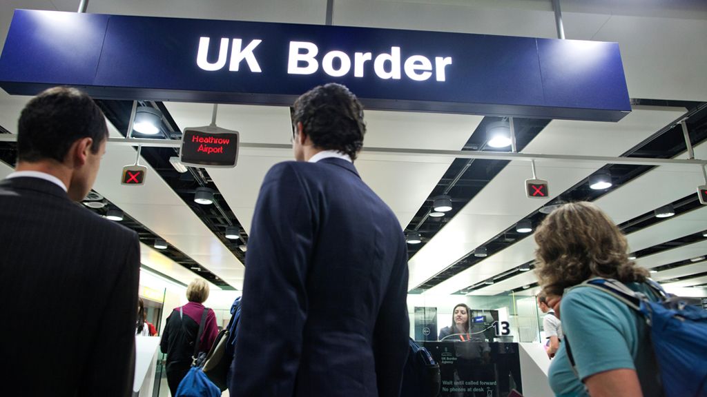 UK Border passport control at Heathrow Airport