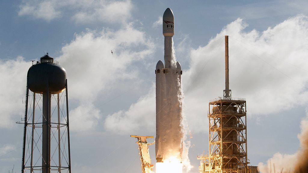 Falcon Heavy rocket takes off