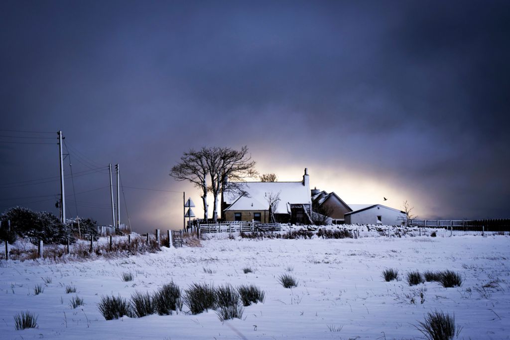 Snow and ice has been seen in Balmedie, Aberdeenshire.