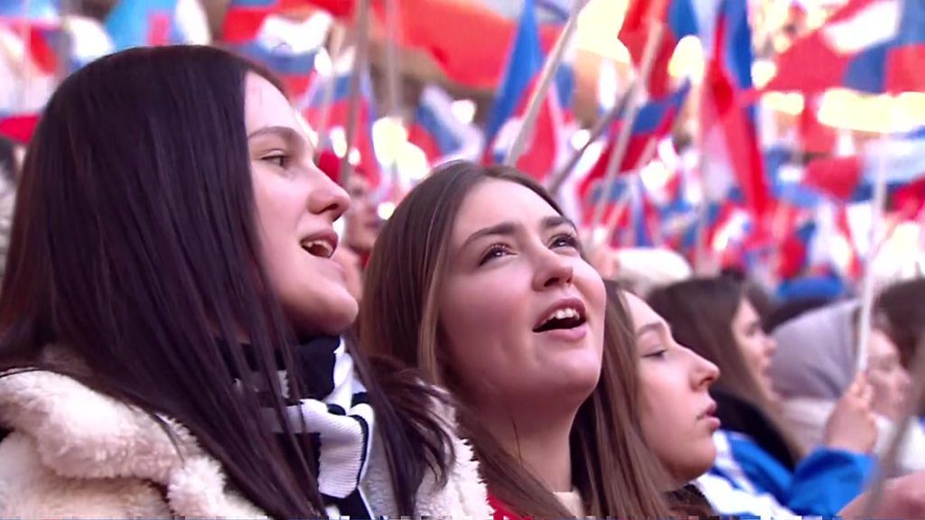 Russians at a rally in Moscow