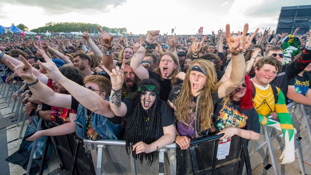General view of festival goers on Day 2 of Download festival at Donnington Park on June 11, 2022 in Donnington, England. 
