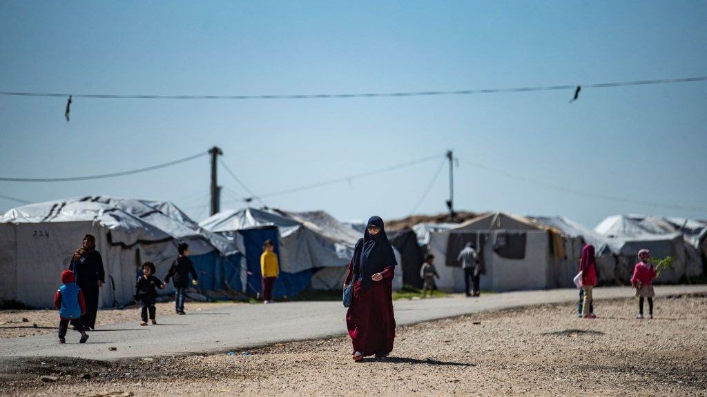 Photo of a woman at Roj camp in north-east Syria