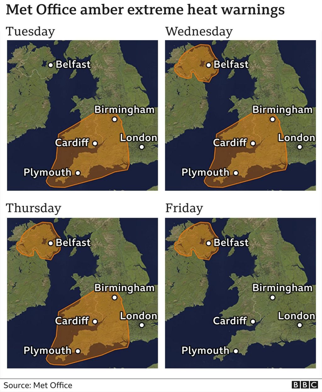 graphic showing heat warnings