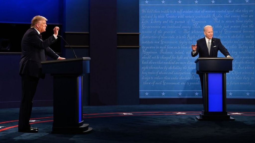 US election 2020: First Trump v Biden debate in pictures - BBC News