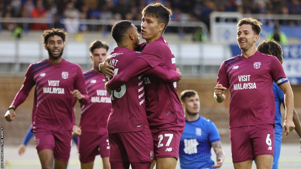 Cardiff celebrate opening goal of the game