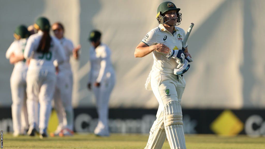 Alyssa Healy walks off after being dismissed for 99