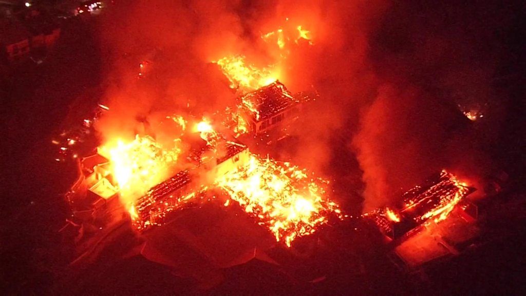 Shuri Castle in flames