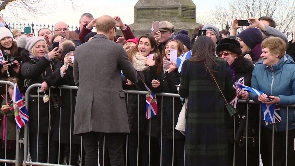 Crowds gathered ahead of a visit by Prince Harry and Meghan Markle to Edinburgh.