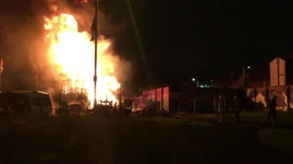 Belfast car park bonfire set alight