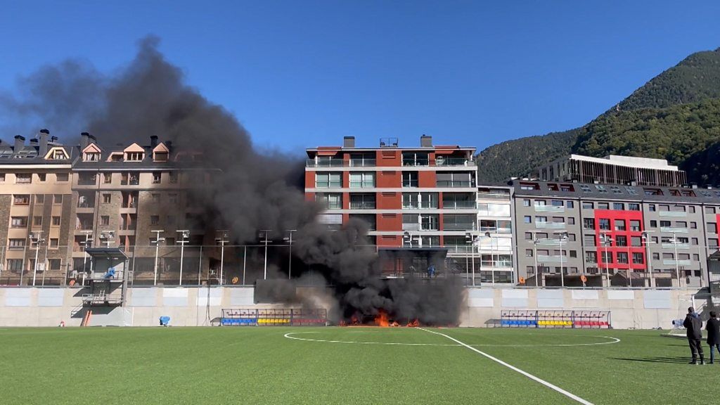 Andorra v England: Fire breaks out at stadium staging World Cup qualifier