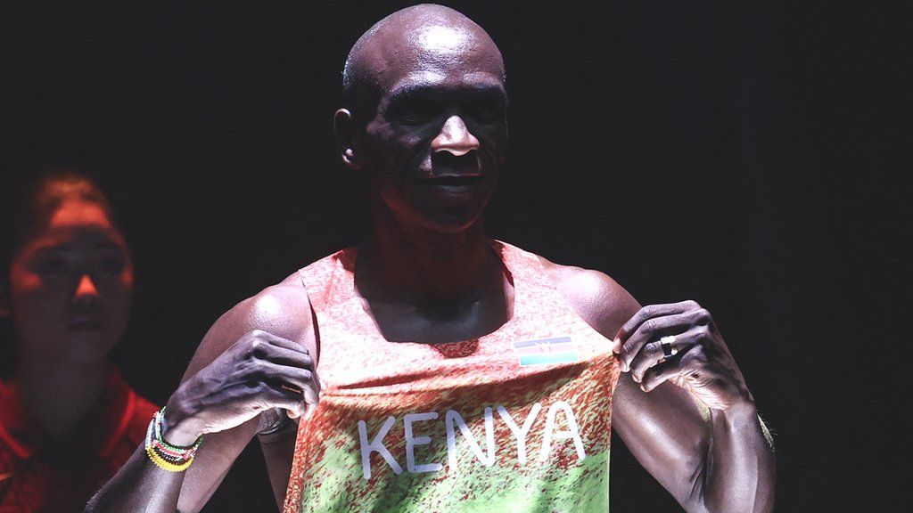 Kenyan marathon runner Eliud Kipchoge attends a Nike event in Paris on 11 April