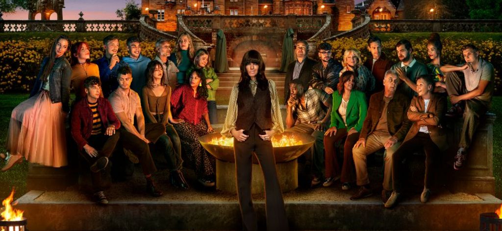 Claudia Winkleman pictured with the new Traitors contestants