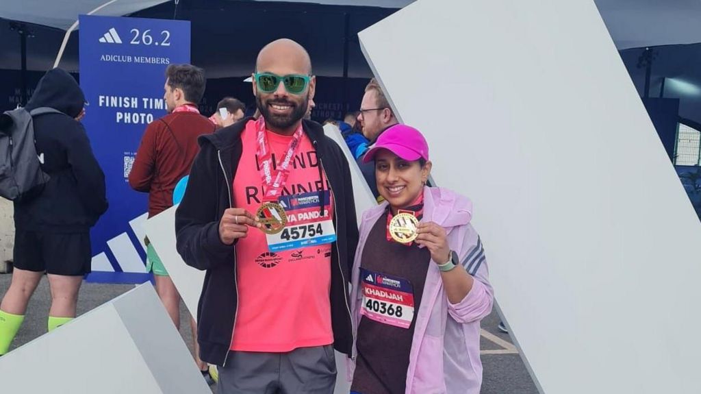 Yahya Pandor after finishing the Manchester Marathon 