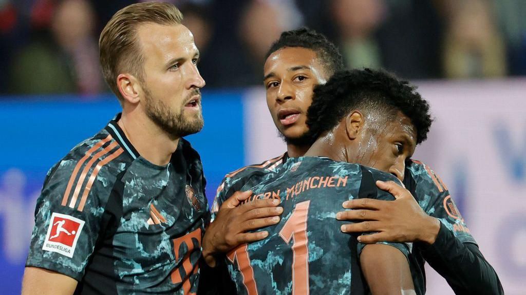 Harry Kane celebrates a goal for Bayern Munich