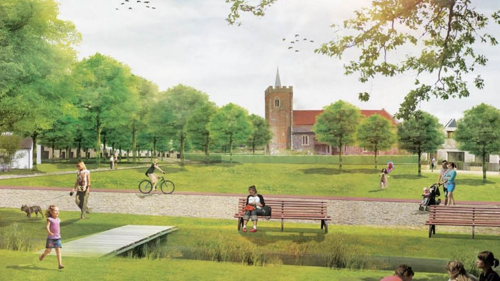 An artists impression of what Harlow and Gilston Garden Town project could look like