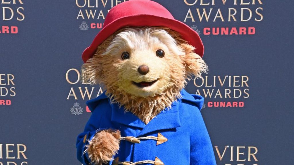 Paddington Bear on the red carpet at the Olivier Awards