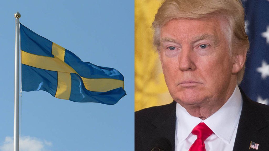 Swedish flag and Donald Trump