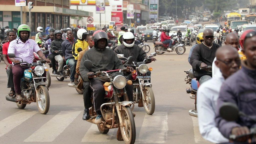 People on motorbikes in Kampala