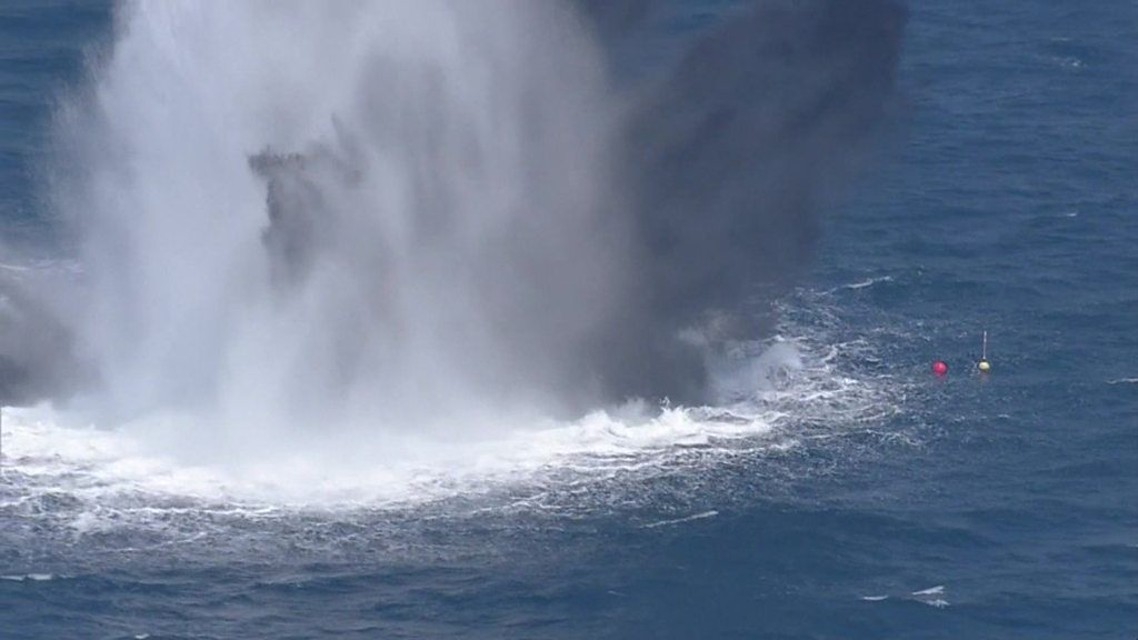 WW2 bombs blown up at sea in Japan BBC News