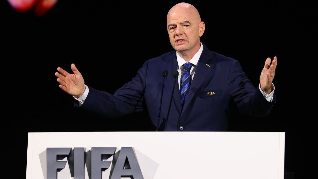 Gianni Infantino, President of FIFA speaks on stage during the 74th FIFA Congress 2024 