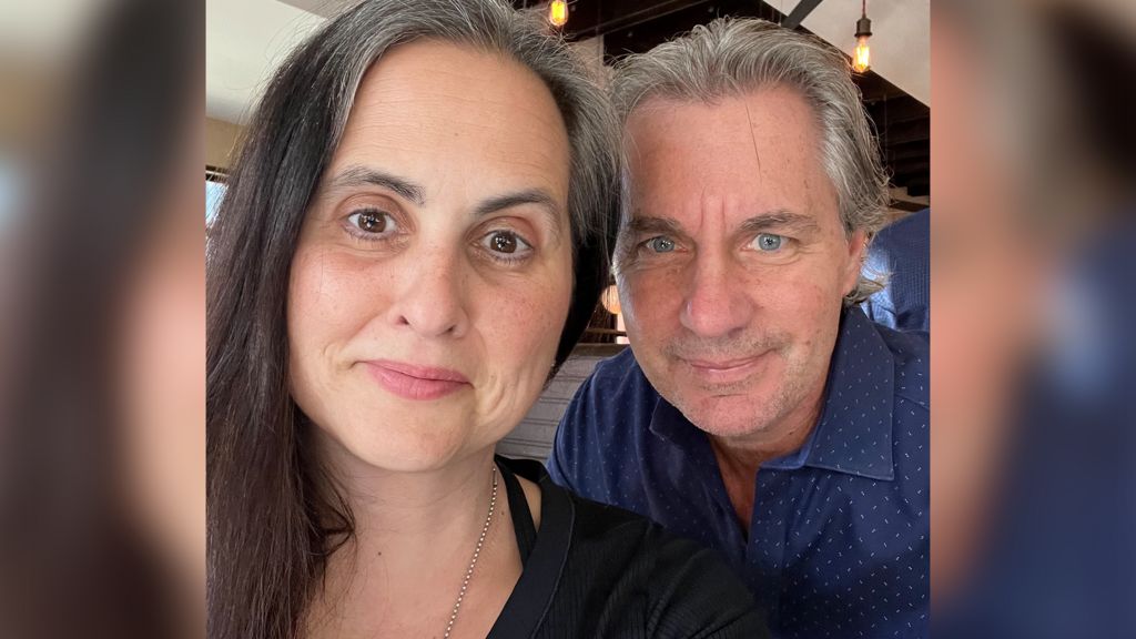  A selfie of Georgia and John McGinty smiling at the camera