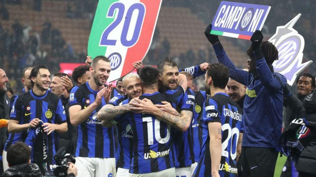 Inter celebrate winning the title