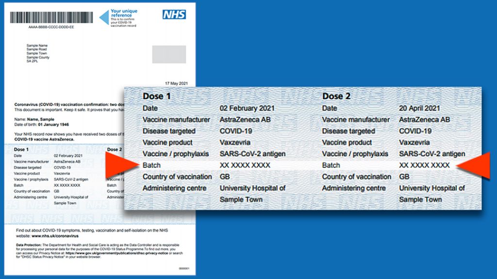 NHS Covid Pass letter example