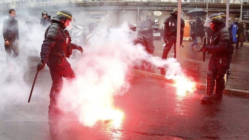 Demonstrators clash with police in Paris