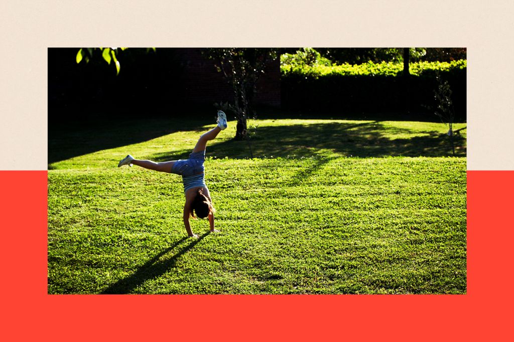 Girl playing in a garden 